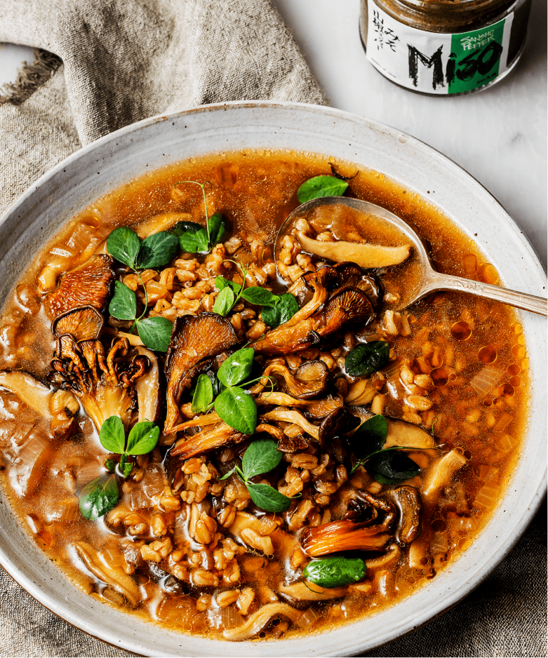 Vegan Dashi Miso Broth with Farro Exploring Vegan