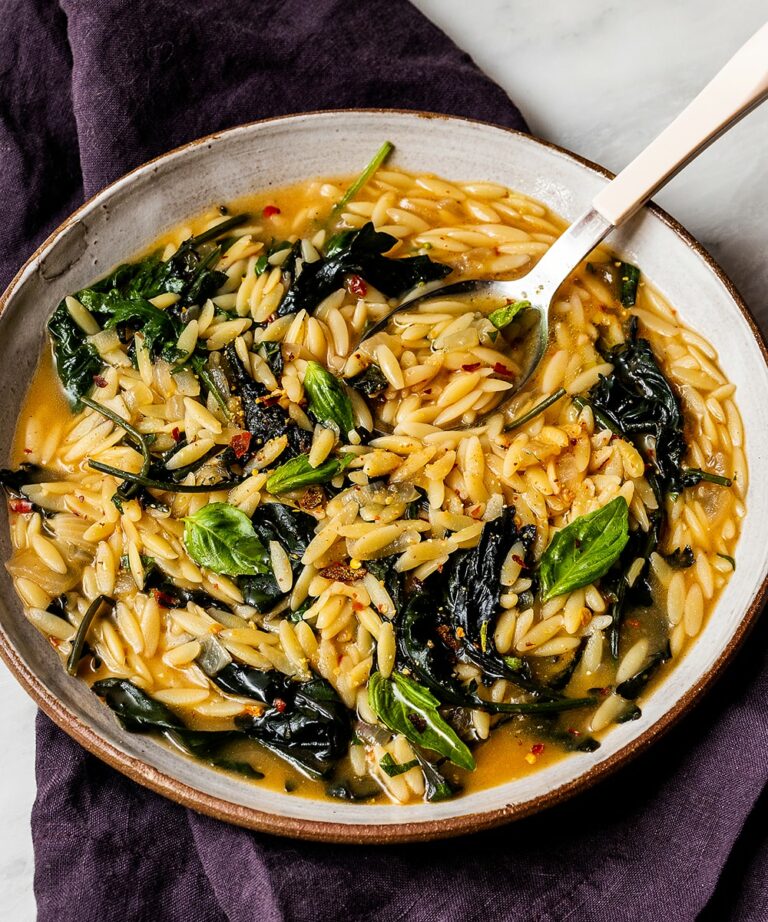 Spicy Orzo and Kale Recipe Exploring Vegan