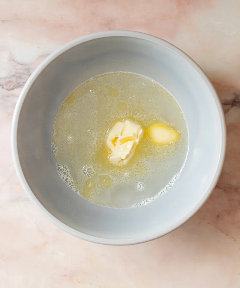Melt the vegan butter with sugar