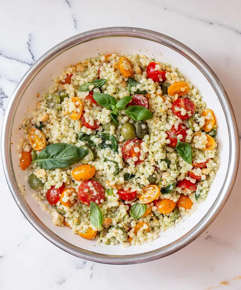 Lemon basil pearl couscous salad