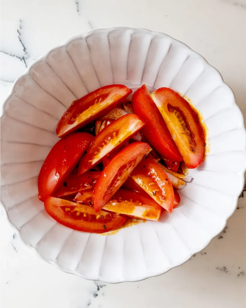 Tomatoes for lentil salad