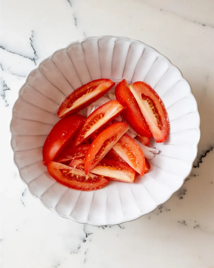 Tomatoes for lentil salad recipe
