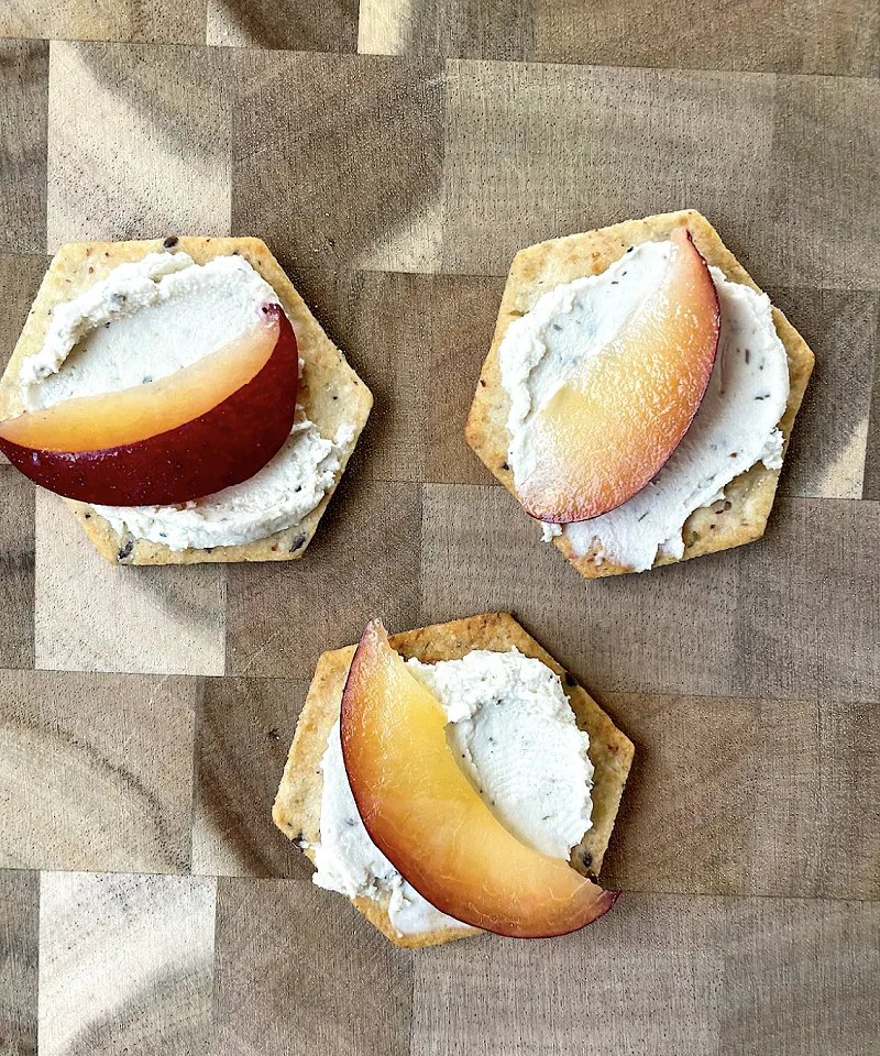 Treeline Cashew cheese on crackers