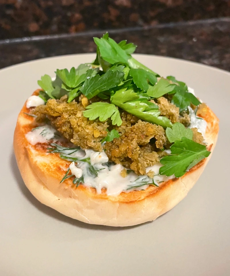 Afia Falafel Review Toasted Bagel Sandwich Spread