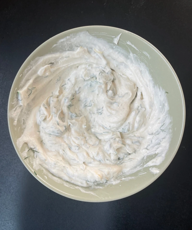 Afia Falafel Review creamy lemon dill sauce