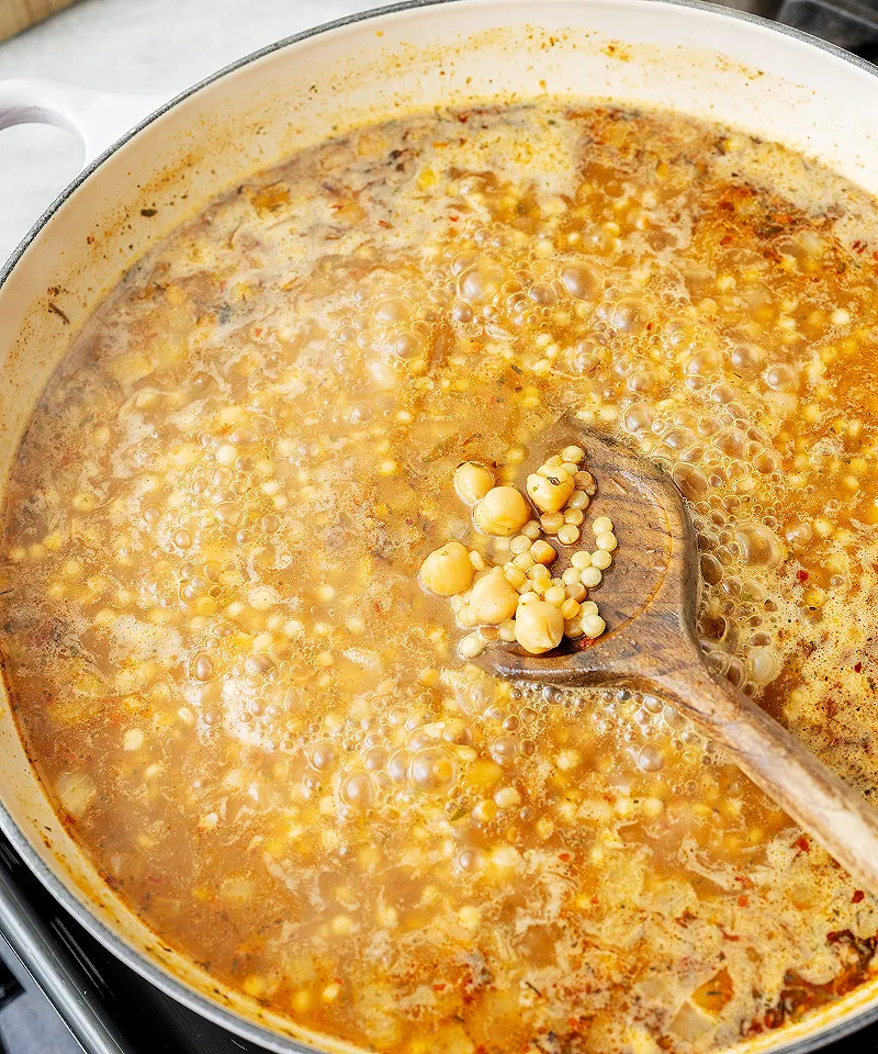 How long to simmer pearl couscous