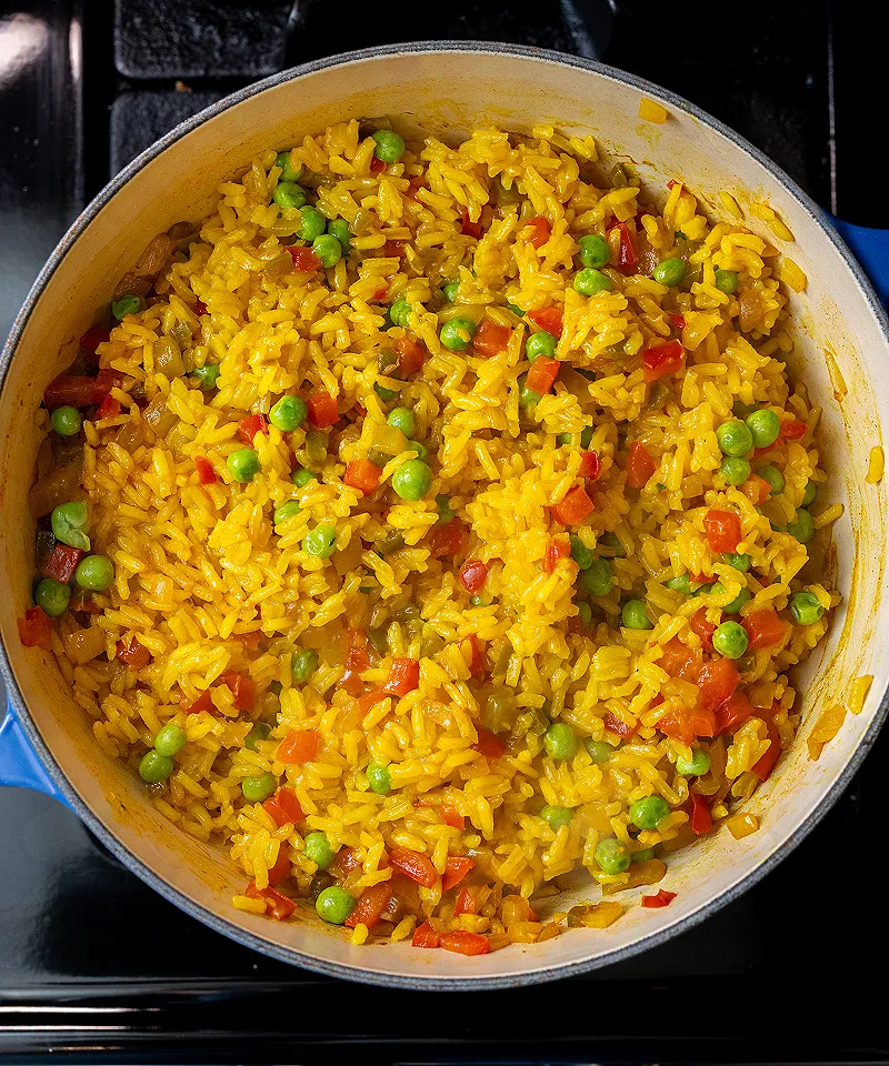 Finish the turmeric rice