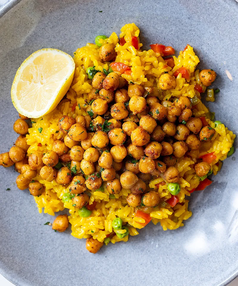 Turmeric Rice with Crispy Chickpeas Recipe