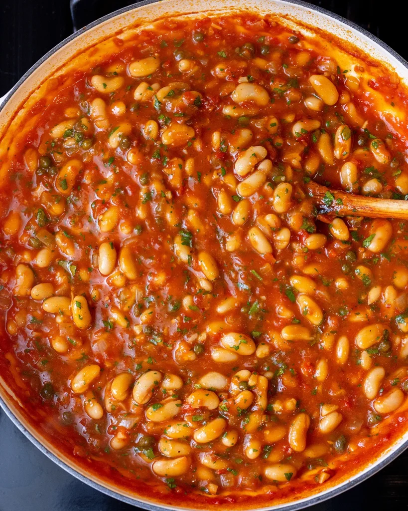 Vegan beans and capers spicy
