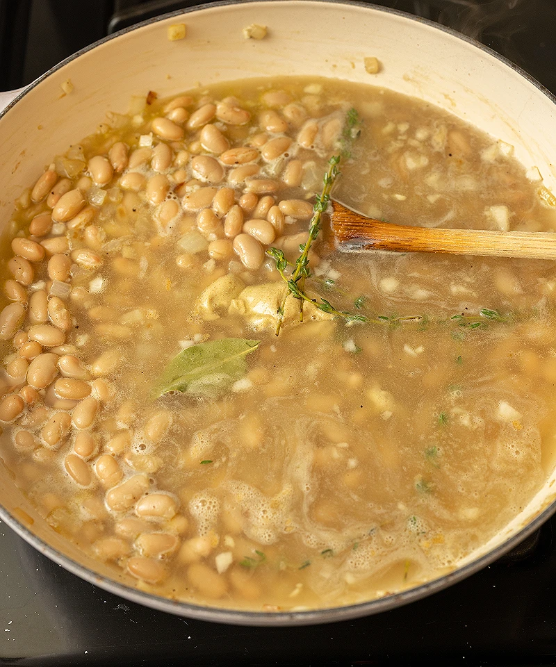 Add bay leaf thyme and mustard