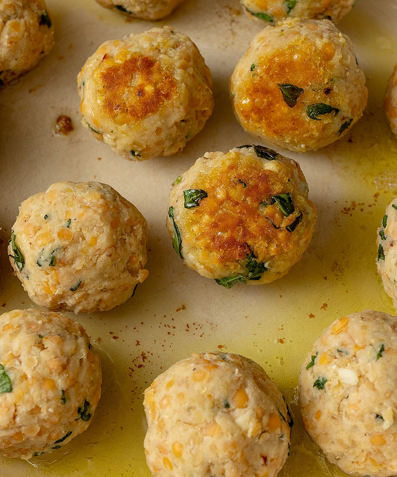 Brown red lentil balls