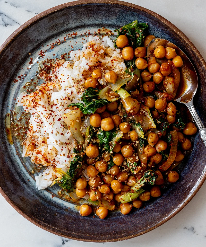 Ginger-Gochujang Chickpeas and Greens_Hero Image
